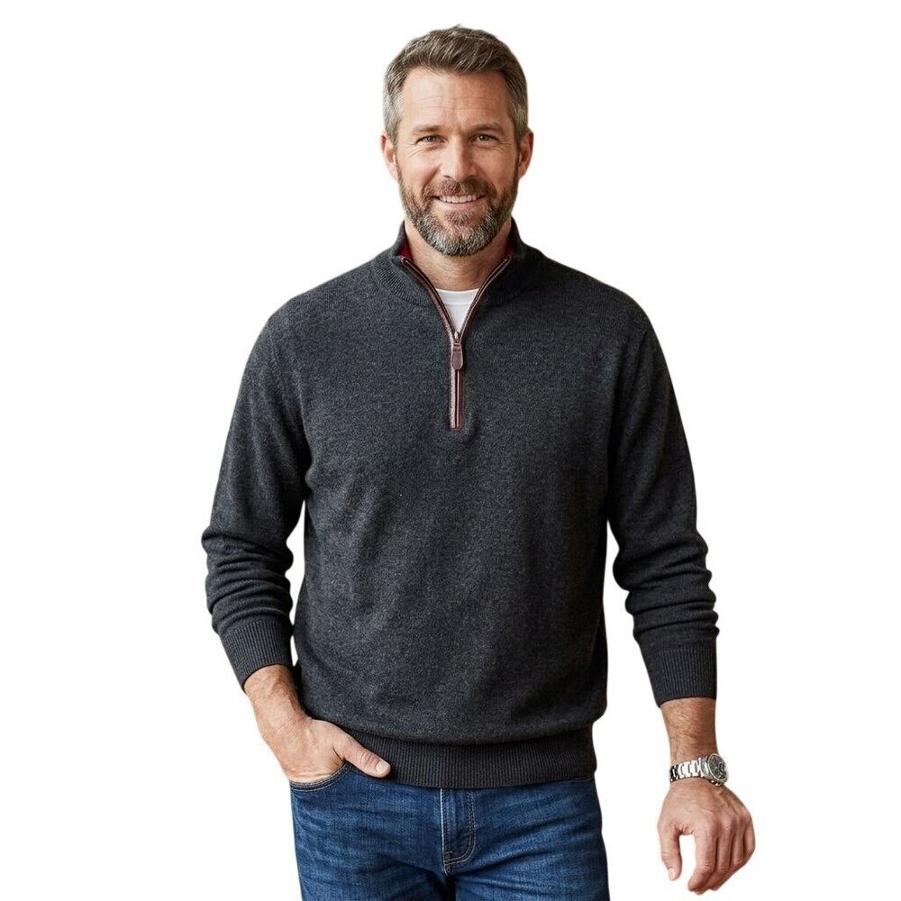 Orvis Wool Quarter-Zip Pullover Sweater Black Size XXL
